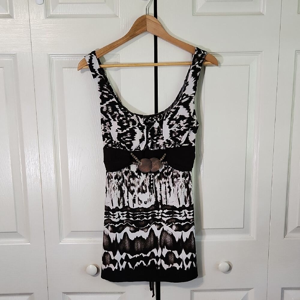 Vintage Wrapper Womens Sleeveless Tunic Tank SM/Med Y2K Boho Abstract Artsy‎